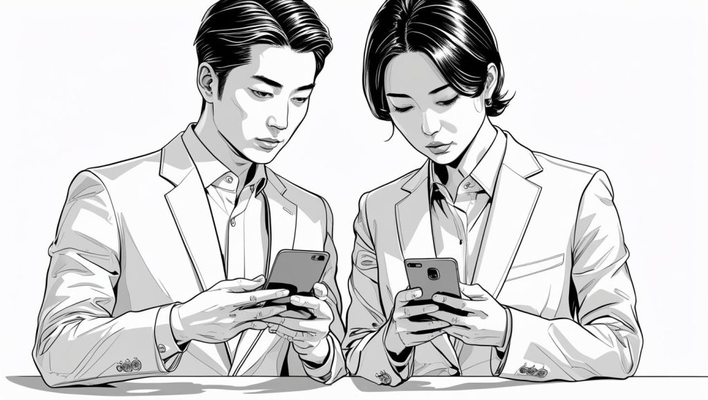 スマートフォンで配送状況を確認している消費者