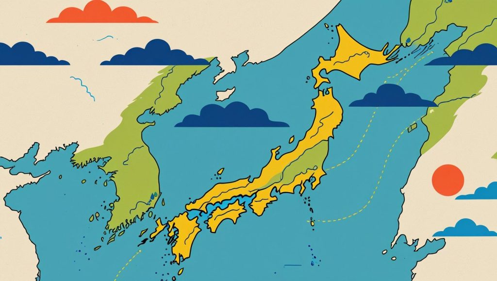 日本の台風前線のイラスト
