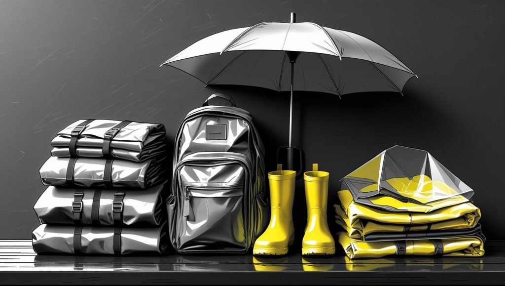 梅雨対策グッズが綺麗に整理されている写真